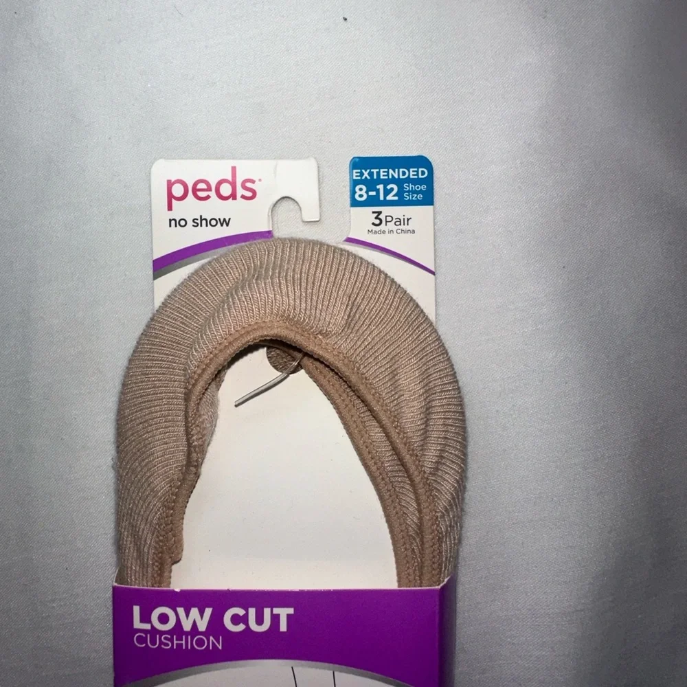 Peds Nude No Show Socks 2 Pair Cushion Gel Grip Extended Womens Shoe Size 8-12
